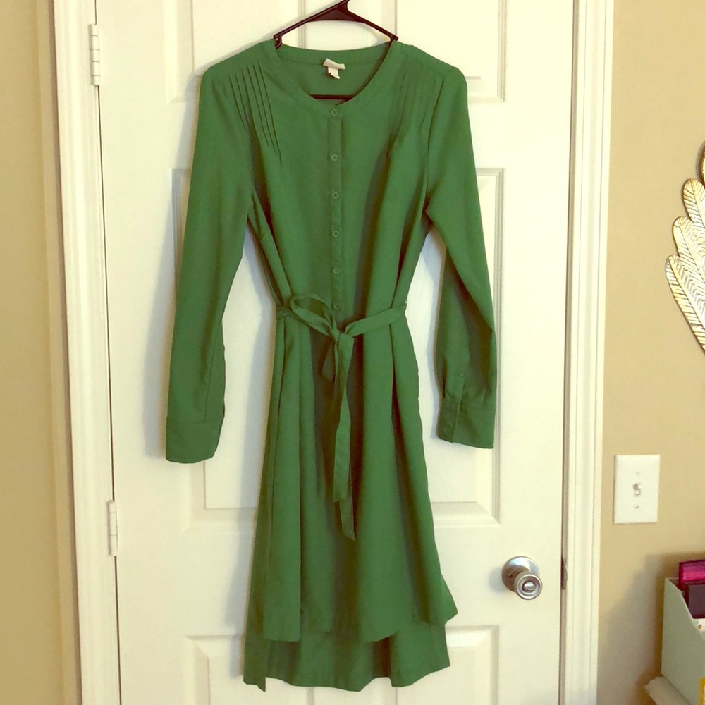 Target Merona Green High Low Button Up Dress